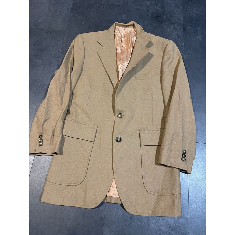 Vintage Century Club Blazer Mens 40L‎ Camel 2 Button Sport Jacket Sears D-312
